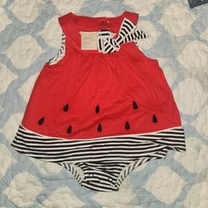 Red Watermelon Baby Dress with Stripes